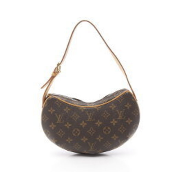 Louis Vuitton Croissant Pochette Monogram Shoulder Bag Leather Brown - Picture 1 of 8